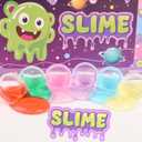 24 Pack Valentine Day Crystal Clear Slime Party Favors, Non-Sticky, Valentines Day Gifts for Kids, Classroom Exchange Stress Relief Fidget Toys Boys Girls, Easter Basket Stuffers