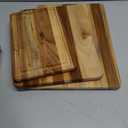 3 x 3-PieceTeak Wood Cutting Board Set with Stand for Kitchen, Chopping Boards with Deep Juice Groove, Charcuteire Butcher Block Gift for Chef Housewarming Wedding