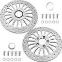 11.5 Inch Front & Rear Brake Rotors 2 Piece Set, Compatible with Harley Davidson Touring Softail Sportster Dyna Early Super Glide Models, Heat Dissipation Brushed Surface Brake Rotors