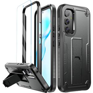URBANITE for Samsung Galaxy A54 Case, Military Grade Rugged Shockproof Protective Cover with Screen Protector and Kickstand (Black)