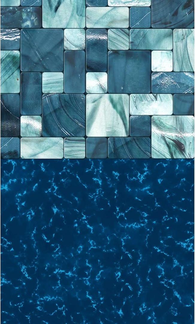 Blue Wave Emerald Coast 12-ft Round Overlap Pool Liner for Above-Ground Steel Wall Pools – Weather-Resistant Standard-Gauge Vinyl with Welded Seams for 48/54-In Depth Walls – Blue Green