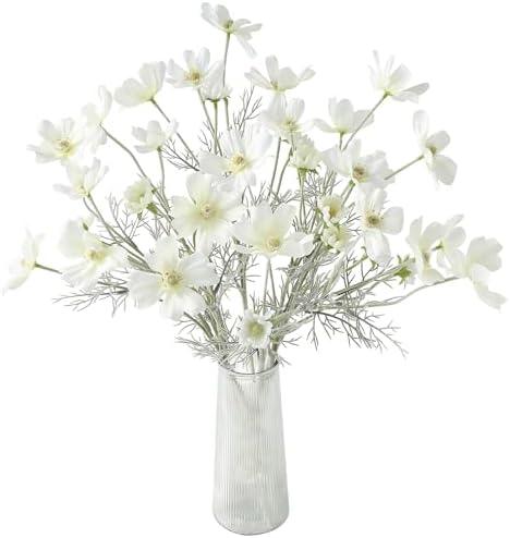 Floroom 5 Pcs Artificial Flowers Ivory Fake Cosmos Faux Silk Flower for Indoor Home Decor, Party Arrangements, Wedding Bouquets, Floral Table Centerpieces, and Decorations