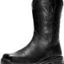 ANGRYRAM Cowboy Work Boots for Men Waterproof Square Toe Leather Western Boots Puncture Resistant Indestructable Steel Toe Safety Boots for Men (11, Black)