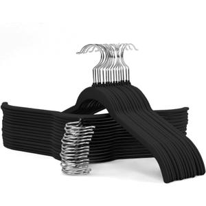 Sishynio 30 Pack Velvet Shirt Hangers, Non-Slip Slim Flocked Clothes Hanger with 360° Swivel Hook, Space-Saving Felt Hangers for Coats, Sweaters, Blouses, Tank Tops(Black)