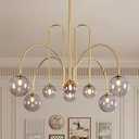 MERINEA Modern Chandelier 8 Lights Gold Sputnik Light Fixture Large Luxury L41” Mid Century Smoke Glass Globe Ceiling Pendant Lighting for Foyer Staircase Living Dining Room Kitchen