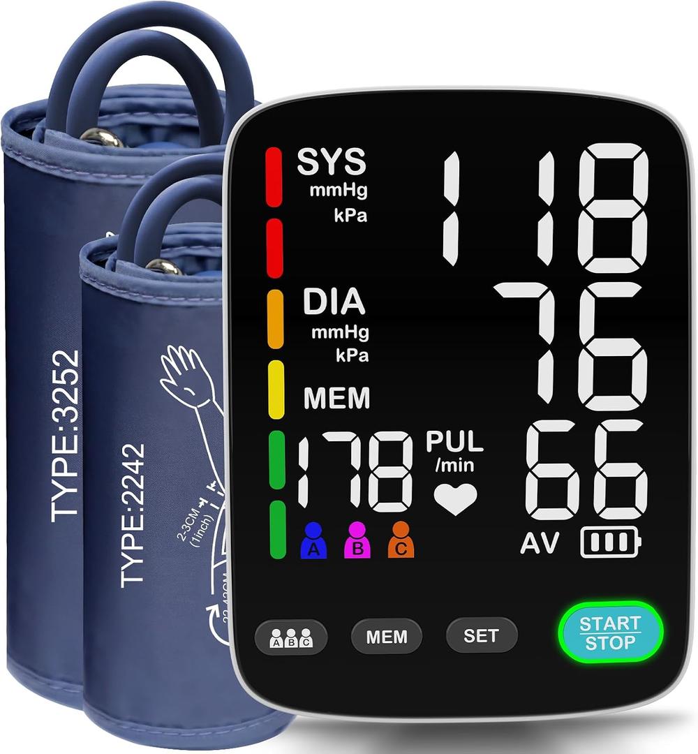 Blood Pressure Monitor,Automatic Upper Arm Blood Pressure Machine with 3x199 readout,5.4 inch LED Large Screen,Adjustable Two Cuff 9 to 17 inches or 13 to 21 inches