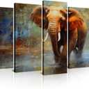 SATINO 5 Pieces Modern Large Canvas Wall Art Oil Painting of Elephant Artist Collection Pictures Paintings on Canvas for Living Room Bathroom Bedroom Home Office Decor