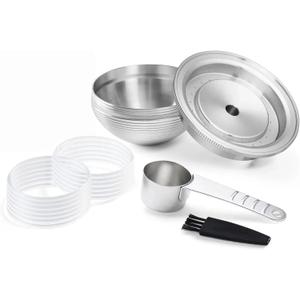 Stainless Steel Reusable Coffee Pods for Nes presso Vertuo-line GCA1 and ENV135 Refillable Coffee Capsule Filter Espresso Size 80ml/2.4oz