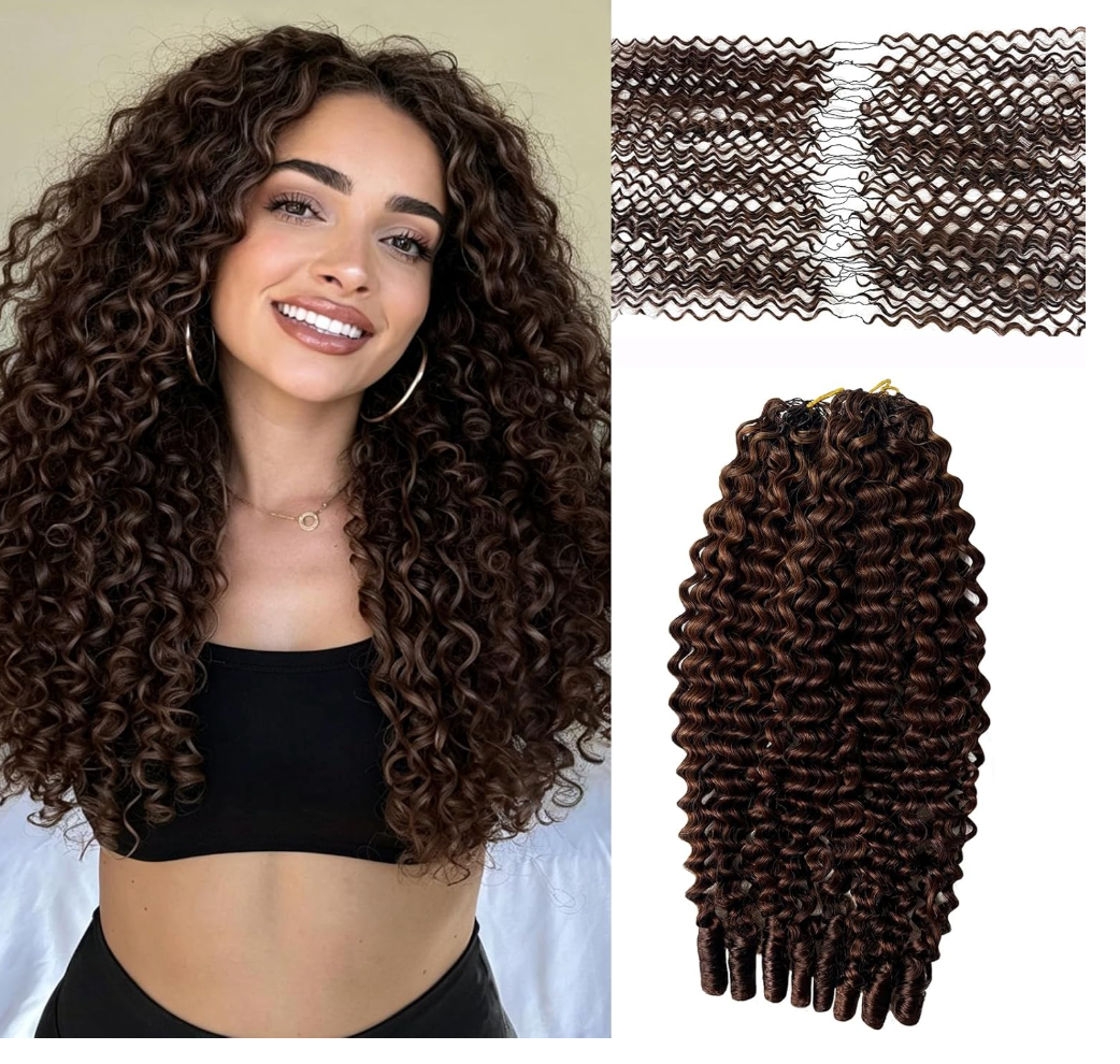 Extension Hair Burmese Curly 18 Inch 60g Human Feather-Line Invisible Pre Separated Knotless Crochet Hair Color 1B