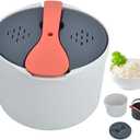 Microwave Rice Cooker Steamer, Microwave Pasta Cooker with Strainer, 2 L Microwave Cookware Set for Rice, Pasta, Vegetables, Quinoa, Oatmeal, Ramen Non stick (orange)