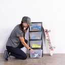 Plastic 4-Drawer Storage Tower, Clear Sliding Regular-Duty Bins for Crafts,. Toys, Classroom, Art Supplies and Home Organization - Black