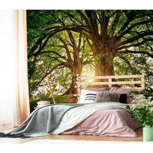 XMPMBM-Sunshine Forest backsplash Decorative Wallpaper Large Tree Bedroom Bathroom wall Mural- W 154" X H 105"112 Square Foot