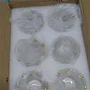 Rubtlamp 6 Pack Clear Gold Crown Glass Candle Holder, Clear Votive Candle Holders with Gold Tips, Tealight Candles Holders for Table Centerpieces, Wedding, Birthday