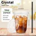 Ziliny 25 Set Clear Plastic Cups with Lids and Straws, Disposable Iced Coffee PET Cups for Drinking Cold Beverage Juice Parfait Smoothie Milkshake Coffee Shops Party Supplies (16 oz)