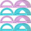 EBOOT 24 Pack Plastic Protractors Math Protractor 180 Degrees 6 Inch (Pink, Blue)