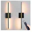 Battery Operated Wall Sconce Set of 2,Wireless Magnetic Wall Light with 3 Color Lighting,Remote Control Touch Button,Metal Wall Lamp for Bedroom,Living Room Black, 28 inch