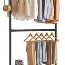 SONGMICS Heavy-Duty Clothes Rack, Double-Rod Clothing Rack for Hanging Clothes, Industrial Garment Rack on Wheels, Adjustable Metal Frame, 2 Casters with Brakes, Commercial Display, Black UHSR62BK