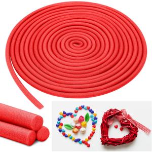 Frienda 5/8 Inch x 40 Ft Foam Noodles for Crafts Versatile Pool Noodles Foam Tubes Cylinder Rods for Modeling, DIY Arts and Crafts Supplies (Red)