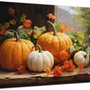 Pumpkin Canvas Wall Art Fall Pictures Maple Leaf Autumn Decor Thanksgiving Wall Framed Prints Rustic Halloween Themed Wall Decor Modern Artwork for Living Room Kitchen Bedroom Home Decorations 16x24