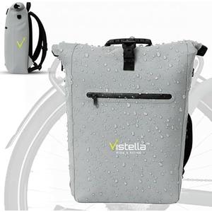 Vistella Cycling 2-in-1 Fully Reflective Bike Pannier Backpack for Rear Rack – Waterproof 25L Bicycle Rack Bag with Padded Laptop Compartment, 360° Visibility for Night Commuting - LANTERN