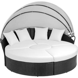 5PC Outdoor Round Daybed Cushion Cover with Zipper & Anti-Slip Particles,Circle Sun Island Sunbed Mattress Covers Waterproof,Patio Day Bed Cushions Slipcover-ONLY COVER (White, 66*66*4inch)