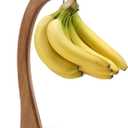 everous Marble Banana Holder with Stainless Steel Hook - Stable Banana Stand with Non-Slip Base, Heavy Duty Banana Tree & Hanger, Modern Marble Banana Rack for Kitchen Countertop (white)