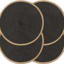 Noctiflorous Braided Round Placemats Set of 4, 15 Inch Woven Table Mats, Non-Slip Washable Thin Edge Place Mats for Kitchen Dining Table Decor (Black, 4)