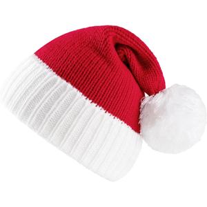 Giggling Getup Knitted Santa Hats with Pom Poms, Christmas Hat as Gift, Santa Hat for Xmas Party Dress Up (Red-adult)