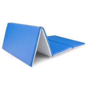ProSource Four-Fold Kids Rest Mat, 1-inch Thick Sleeping Mats for Kids, Foam Foldable Cushion for Child Comfort, 45-in - Blue/Grey