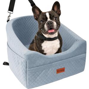 Vivifying Dog Car Seat for Small & Medium Dogs, Detachable & Washable Booster Seat for Pets Up to 25lbs, Travel Bed with Storage Pockets and Safety Belt Gray