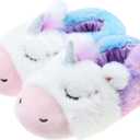 LseLom Toddler Girls Unicorn Slippers Dinosaur Boys Slippers Slip Resistant Little Kid House Shoes (1 Big Kid, Purple)