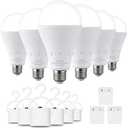 DEBAOBULB 6 Pack Rechargeable Emergency Light Bulbs, Battery Powered LED Light Bulb 6000K Daylight E26 120 Volt 9W 60W Equivalent with 1200mAh for Home Power Outage Camping Hurricane