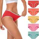 wirarpa Women's Cotton Underwear Mid Low Rise Full Briefs Breathable Ladies Regular Plus Size Panties 5 Pack Small