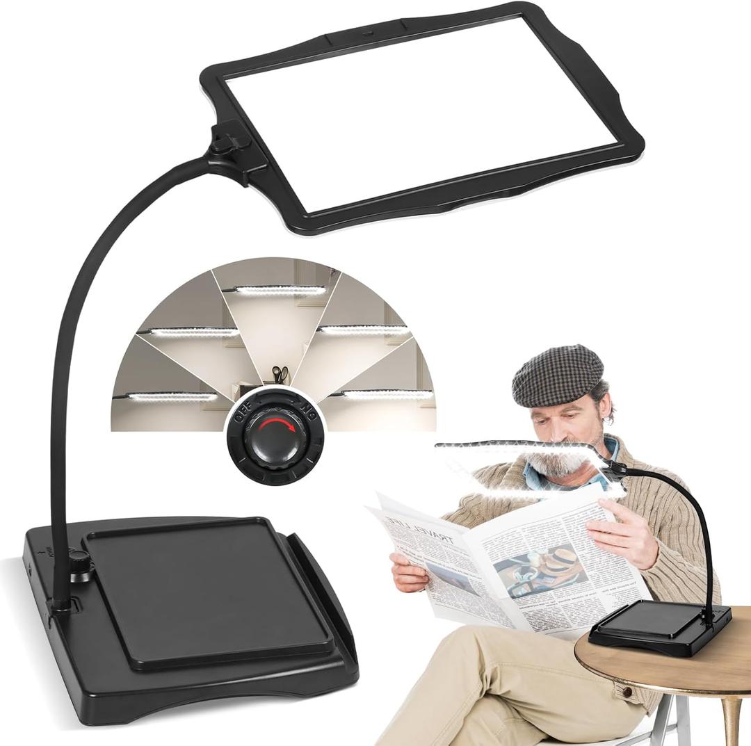 Magnifying Glass with Light and Stand 50 Ultra-Bright LEDs Large Magnifying Lamp 360 Flexible Gooseneck Magnifying Glass with Stand Hands Free Magnifier Glasses for Sewing Reading Crafts Seniors