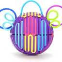 Silicone Sensory Activity Ball,Spherical Six-Sided Sensory Activity Board ,Fidget Toy for Calming, Stress, Anxiety, ADHD & Autism,Kids 3+ & Adults,with 20 Strings (Purple)