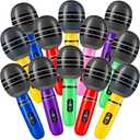 Inflatable Microphones for Parties - (Pack of 12) 10-inch Neon Colors Blow Up Microphone for Kids & Adults, Party Favors, Giveaways, DJ-Props, Photo-Booth, Birthdays, Dance, Sing, Concert Decorations