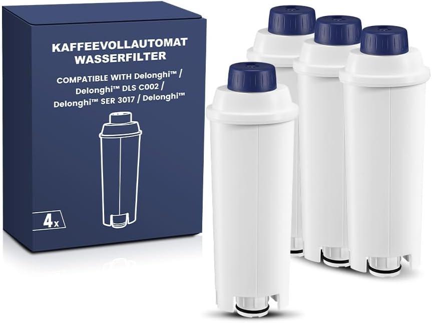 Coffee Machine Fitler, Delonghi Filter Replacement for DLSC002, Delonghi Magnifica Evo, Dinamica Plus, ESAM, ETAM, BCO, EC. Activated Carbon Water Filter Cartridges Softener (4 Pcs)