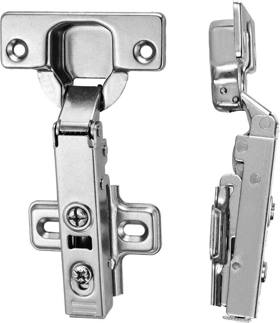 2 Pairs Frameless Full Overlay Soft Close Cabinet Hinges, European Hinges for Cabinets, Hidden Cabinet Hinges Adjustable 35mm Cup Clip-On Plate Nickel Plated Finish