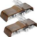 TOPIA HANGER Wooden Pants Hangers, Slim Natural Wood Skirt Hangers with Anti-Rust Hook and Adjustable Metal Clips, Perfect for Skirts, Pants, Slacks-20 Pack-CT17A20