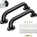 12 Inch Black Stainless Steel Handrail, Safety Grab Bars for Wall, Handicap Grab Bars for Bathroom, Shower, Toilet, RV Handrail, Hand Rails for Indoor Stairs, Stair Railing Indoor & Outdoor (2 Pack)