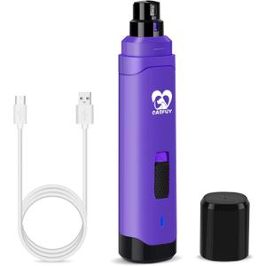 Casfuy Dog Nail Grinder Upgraded - Professional 2-Speed Electric Rechargeable Pet Nail Trimmer Painless Paws Grooming & Smoothing for Small Medium Large Dogs & Cats (Purple)