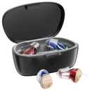 Hearing Aids for Seniors, Hearing Aid Rechargeable for Hearing Loss, Personal Hearing Amplifier with Volume Control and Portable Magnetic Charging Case, Noise Canceling Hearing Aids (Black&Red&Blue)