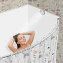 Chrsouly Curved Shower Curtain Rod, Heavy Duty, Adjustable 50-85 inch