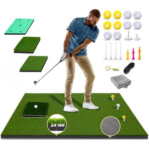 Upgrade Multi-Function Golf Hitting Mat  MyVoice 5x4ft Thickened Mat with Interchangeable Turf, Durable Non-Slip Base for Indoor & Outdoor Practice, Ideal for Golfers of All Levels