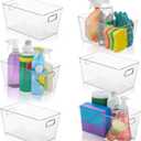 Set of 6 Clear Plastic Storage Bins With Handles, Containers To Organize Pantry, Fridge, Cabinet, Kitchen, Countertop, Closet, Cupboard, Home Organization and Storage