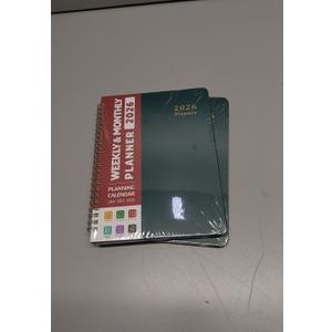 2 x 2026 Planner, Weekly and Monthly Calendar Planner, January 2026 - December 2026, Hardcover 2026 Calendar Book with Tabs For Women & Men, Inner Pocket, Spiral Bound, Perfect for Office Home School Supplies - A5 (6.3" x 8.5"), Dark Green