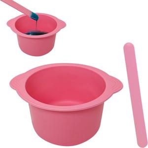 Silicone Wax Bowl Non-Stick Hair Removal Pot Liner with Wax Spatula (Pink)