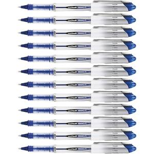 Uni-ball Vision Elite Rollerball Pens, Bold Point (0.8mm), Blue Ink, 12 count, Bundle with Plastic Reusable Pouch