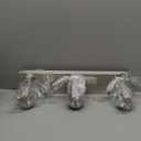 Brushed Nickel Bathroom Vanity Light Over Mirror, 3-Lights Metal Wall Lighting Fixtures with Seeded Glass Shades