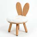 Wooden Rabbit Toddler Chair, Cute Bunny Stool for Kids, Solid Rubber Wood Step Stool for Bedroom, Playroom, Living Room, Easy Assembly, Safe for Ages 1-4 (Short White, 1 Pack)